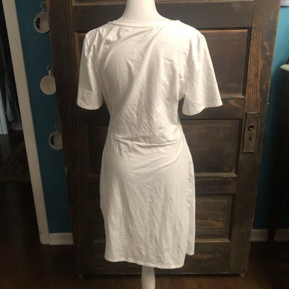 A New Day Women's Short Sleeve Mini T-Shirt Wrap Dress White Sz M - Picture 6 of 11